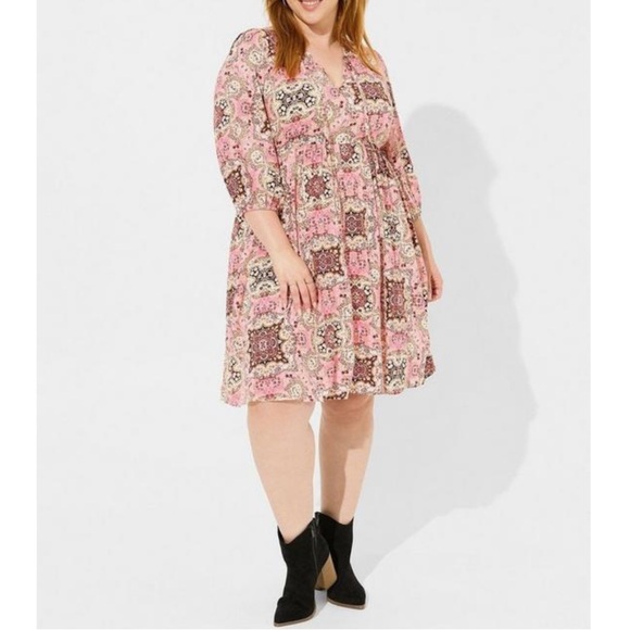 ✔️ *BLACK FRIDAY SALE! Torrid Floral Bohemian Pink Dress - Picture 3 of 10